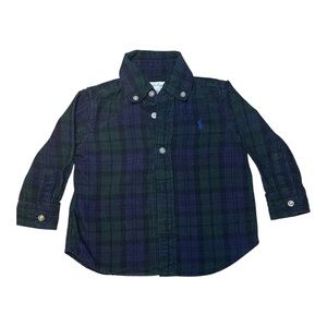 Ralph Lauren Kids Corderoy  Tartan Shirt - Navy and Green